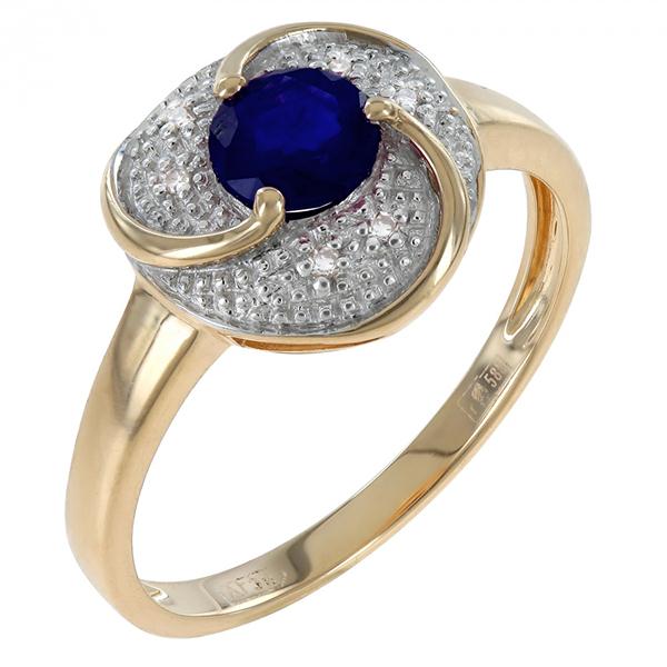 Кольцо из золота с сапфиром и бриллиантами